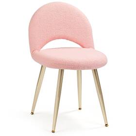 2byf 70007 Vanity Chair With Backrest Boucle Upholstery Armless Makeup Stool Pink Vani