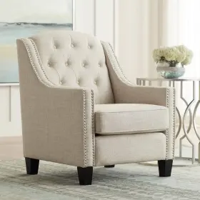 3119h-20 55 Downing Street 3119h-20/ L0628-1 Tivoli Ivory Linen Tufted Armchair