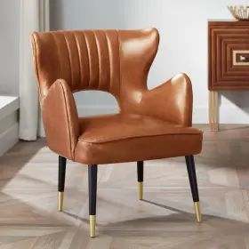55 Downing Street 736101373544 Mauro Retro Brown Leather Accent Chair