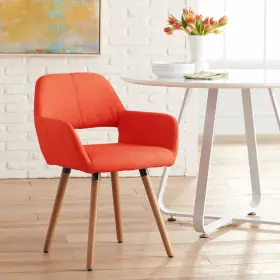 B-23or 55 Downing Street Nelson Orange Fabric Mid-century Modern Dining Chair