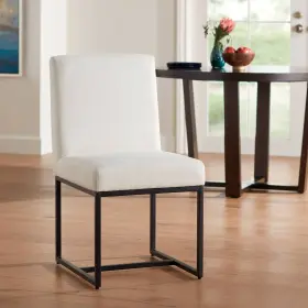 Tn-1488 55 Downing Street Myles Off-white Fabric And Black Metal Dining Chair