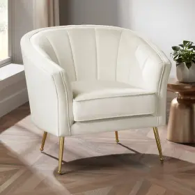 Tn-3462-1-beige 55 Downing Street Leighton White Velvet And Gold Tufted Accent Chair