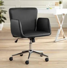 Wy-6104c 55 Downing Street Megan Black Faux Leather Swivel Office Chair