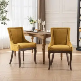 Sw1807gl A&a Ultra Side Dining Chair Thickened Fabric Chairs With Solid Wood Legs Set Of 2