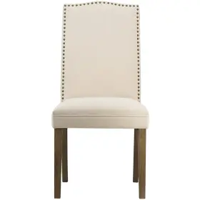 48584-beig A&b Home Upholstered Natural/antique Brass Dining Chair In Beige