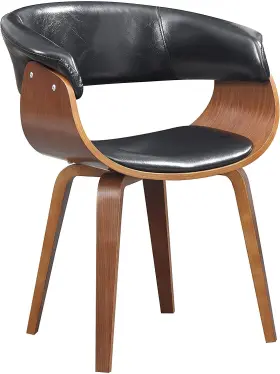 D-007 Ac Pacific 810098761024 Curved Mid Century Modern Dining Chair With Faux Leather Padded Seat And