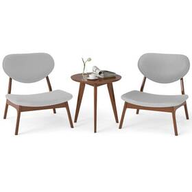 Accent Chairs Set 197867049287 Of 2 With Side Table And Solid Wood Frame-gray - Color Gray