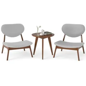 Accent Chairs Set 197867049287 Of 2 With Side Table And Solid Wood Frame-gray - Color Gray