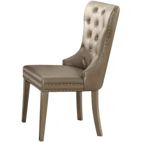 72157 Acme Kacela Faux Leather Tufted Dining Side Chair In Champagne Brown