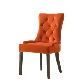 77164 Acme Furniture Farren Side Chair In Orange Velvet And Espresso Finish