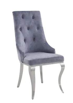 Acme 840412230851 Furniture Set Of 2 Fabric Upholstered Side Chairs Gray/silver