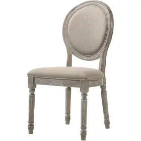 Acme 840412258404 Faustine Fabric Side Chair In Tan And Salvaged Light Oak Set Of 2