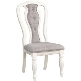 Acme 840412271458 Florian Button Tufted Side Chair In Gray And Antique White Set Of 2