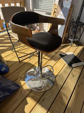 Acme 96752 Camila Walnut Wood Frame And Chrome Metal Base Finish Swivel Adjustable Stool