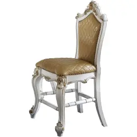 Ac-78212 Acme Picardy Faux Leather Counter Height Chair In Pearl And Brown Set Of 2