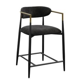 Acme Dn02716 Jaramillo Uphostered Counter Height Chair In Black And Gold Set Of 2