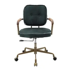 93171 Acme Furniture Siecross Emerald Green Top Grain Leather Office Chair With Metal