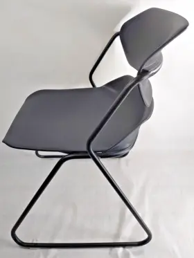 Aco220hh Acton Stacker Mid Century Modern Side Chair 80s Black Metal Stacking # 03