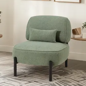 13299 Aecojoy Mid Century Modern Accent Chair Teddy Upholstered Lounge With Pillow