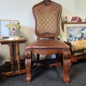 Aico Furniture 34003-26 4 Tuscano Hand Carved Wood Leather