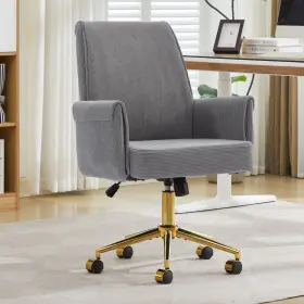 A2026010817 Aigofurniture Height Adjustable Home Office Chair Corduroy Ergonomic Armchair 360 Swivel