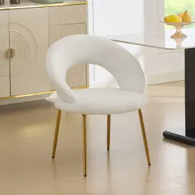 Ac2511022129 Aigofurniture Set Of 1 Teddy Fabric Dining Chair With Gold Metal Legs For Kitchen Room