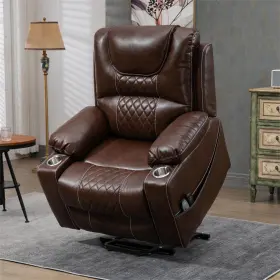 Ad547s-0039 Aisword Enhanced Exclusive Oversized Faux Leather Power Lift Recliner Chair With