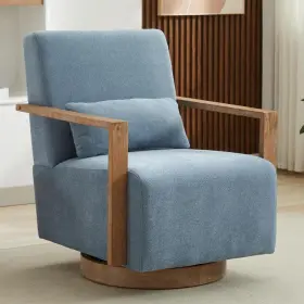 Ad98p59-05 Aisword 30.3 Inch W Elegant 360 Upholstered Swivel Chair With Solid Wood And