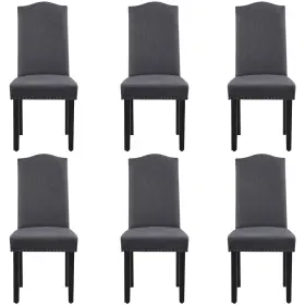 Alden Design 846254403996 6 Piece Parson Armless Upholstered Classic Dining Chairs Nailhead Trim Wood Legs
