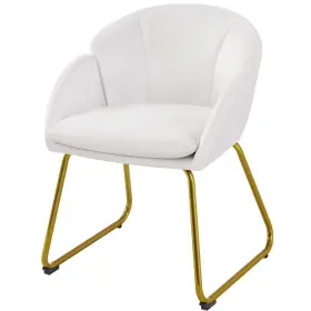 Tdlp590001 Alden Design Glam Velvet Accent Chair With Golden Metal Legs White