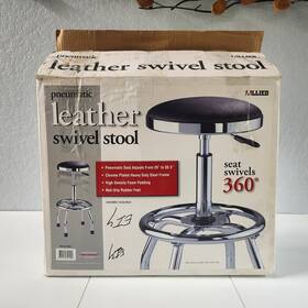 Allied 39990 Pneumatic Leather Swivel Stool Chrome Adjustable 26-30.5 Inch New