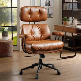 Allwex Kc700 Kro Pu Fabric Swivel Ergonomic Office Chair High Back Recliner Brown