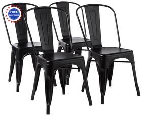 Amazon Basics 33dc01s4-bk Dining Chairs Metal Matte Black 1 Count Pack Ergonomic Adjustable Comfortable
