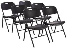 Amazon Basics Amz-80594b-6vn Sturdy Foldable Plastic Chair Portable 350-pound Capacity Black 6-