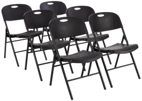 Amz-80594b-6vn Amazon Basics Sturdy Foldable Plastic Chair Portable 350-pound Capacity Black 6-