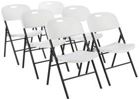 Amazon Basics Amz-80594w-6vn Sturdy Foldable Plastic Chair Portable 350-pound Capacity White 6-