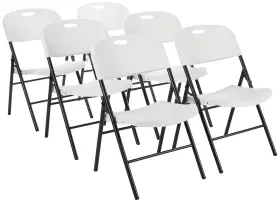 Amz-80594w-6vn Amazon Basics Sturdy Foldable Plastic Chair Portable 350-pound Capacity White 6-