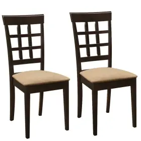 100772 American Custom Products Coaster Furniture Dining Chairs Cappuccino With Tan Cushions - Pair