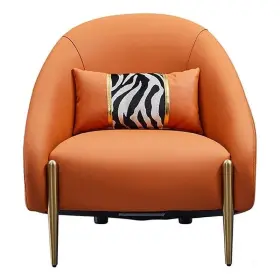 Ek-y1012-org American Eagle Furniture Design Modern Chic Orange Leather Accent Chair