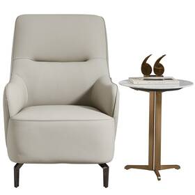 American Eagle Furniture Ek-y1018-lg Ek-1018 Modern Light Gray Italian Top Grain Leather Accent Chair