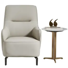 Ek-y1018-lg American Eagle Furniture Ek-1018 Modern Light Gray Italian Top Grain Leather Accent Chair