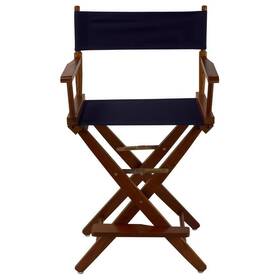 American Trails 313034974989 24 Inch Extra-wide Mission Oak Frame/ Navy Canvas New Solid Wood Folding Chair