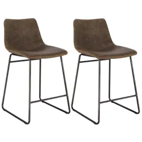 805024 Amerihome Leisure Chair 24 Inch Faux Coffee Leather High Back Black Steel Bar Stool Set