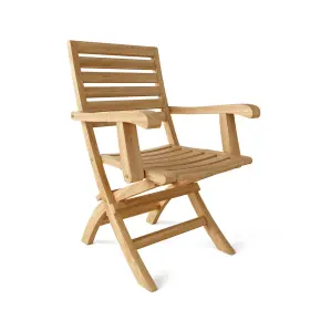 Anderson Teak 082045288735 Andrew Folding Armchair Premium Wood Side Chair Foldable Outdoor Seating