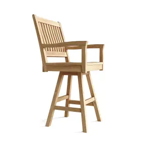 Anderson Teak 082045289169 Rialto Swivel Bar Armchair Wood Outdoor Patio Chair 360-degree