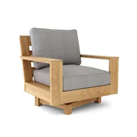 Anderson Teak 082045292121 Madera Wood Swivel Armchair With Sunbrella Cushions Outdoor Deep Seating