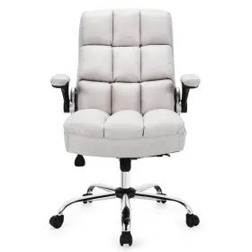 M67-8hw369be Angeles Home 46.5 Inch Office Chair Swivel Adjustable Ergonomic Linen Fabric Beige