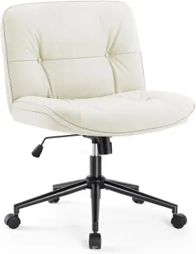C-7295l Antonia Comfy Swivel Leather Criss Cross Chair Legged Office Wide Vanity Wheels