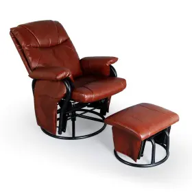 Aodailihb 714453174811 Glider Chairs Rocking Chair With Ottoman 360 Swivel Pu Leather Upholst