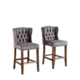 Snmx2543 Aoibox 27 Inch Gray Wingback Upholstered Barstools With Nailhead-trim And Tufted Back